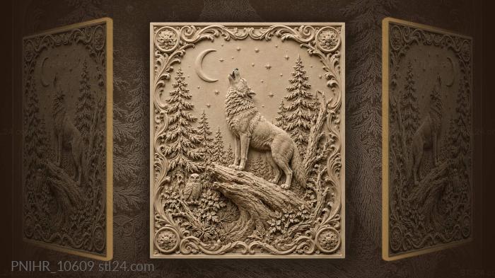 Howling at crescent from old stump 3d STL model