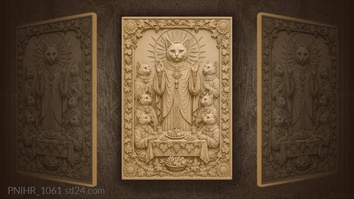 Cat preacher before a table of cats 3d STL model