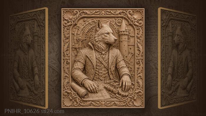 Wolf among gears and castle 3d STL model
