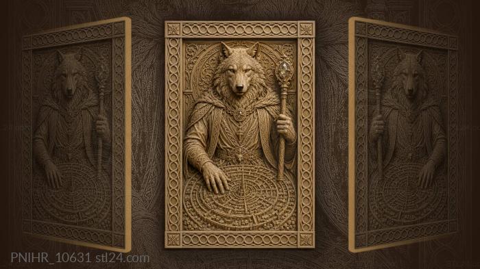 Wolf with staff ancient pathways 3d STL model