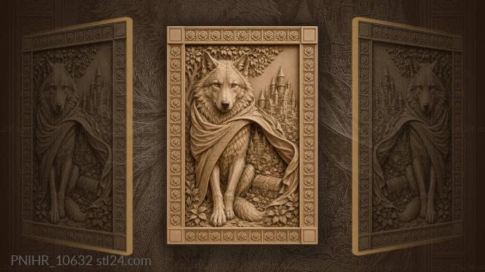 Wolf scarf hiding a castle and treasure 3d STL model