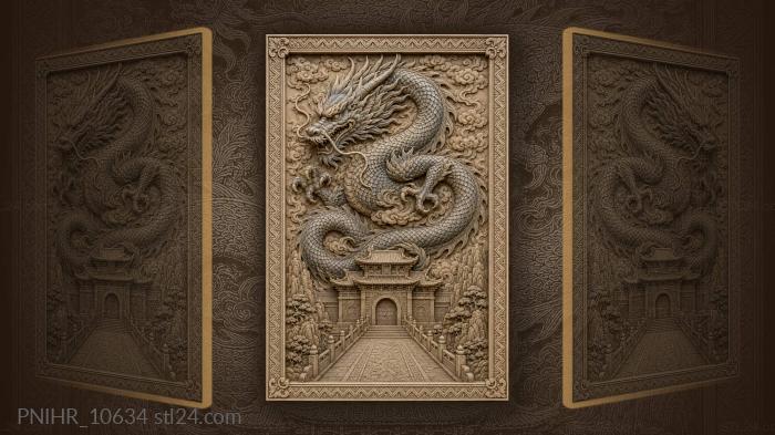 Blue dragon and ancient gateway 3d STL model