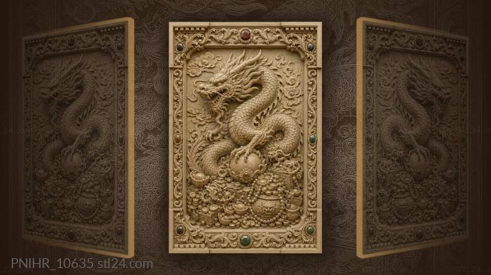 Dragon and ancient treasure hoard 3d STL model