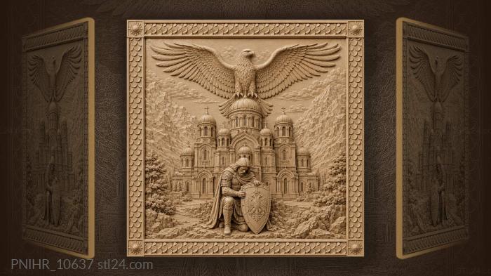 Majestic eagle cathedral mountain scene 3d STL model