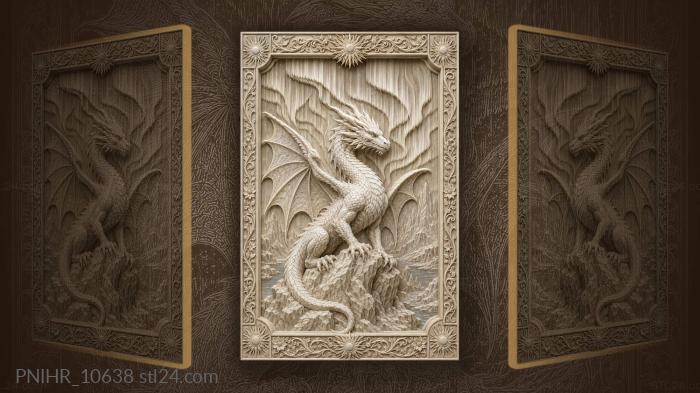 White dragon and northern lights 3d STL model