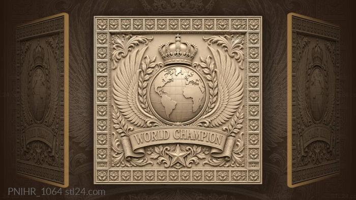 Globe wings laurel champion star 3d STL model