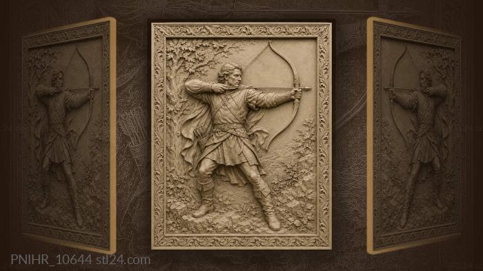 Archer drawing the string with a quiver 3d STL model