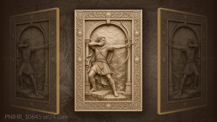 Archer within arched mountain gateway 3d STL model