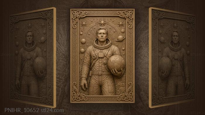 Astronaut with earth among stars 3d STL model