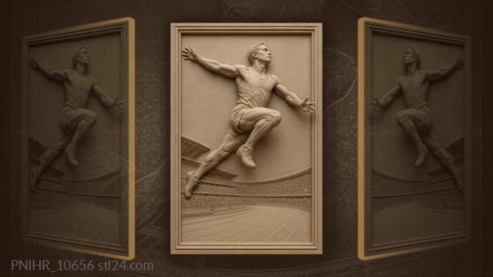 Leaping athlete above stadium track 3d STL model
