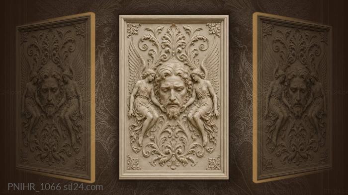 Winged figures and sorrowful face 3d STL model