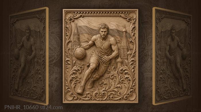 Andrei Kirilenko with a basketball by the Kremlin 3d STL model