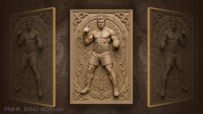 Boxer with championship belt flowers 3d STL model