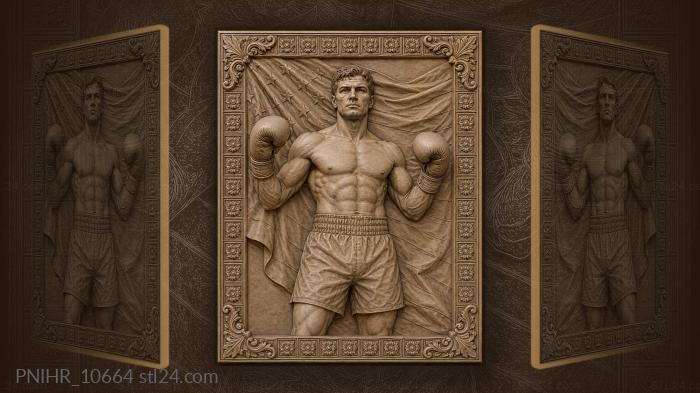 Boxer before a flowing flag 3d STL model