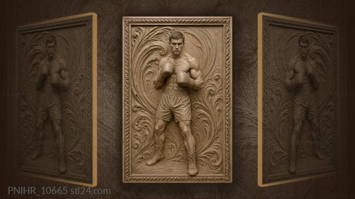 Boxer with dynamic swirling background 3d STL model