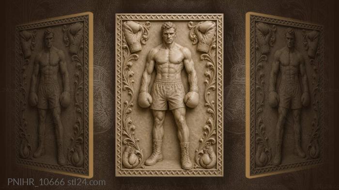 Boxer with gloves zigzag frame 3d STL model