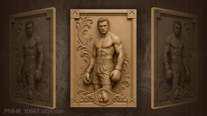 Boxer with gloves strong athlete 3d STL model
