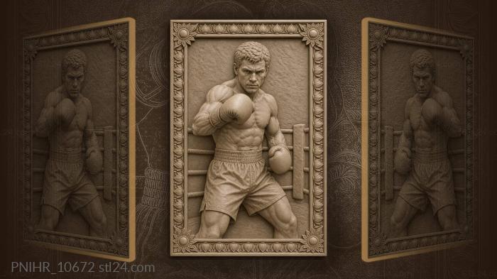 Boxer clenching fist near the ropes 3d STL model