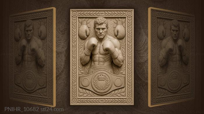Champion belt below two gloves 3d STL model