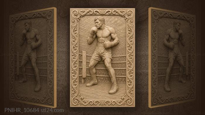 Boxer guarding himself by the ropes 3d STL model