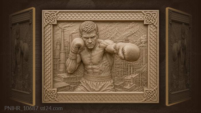Boxer amid industrial city views 3d STL model
