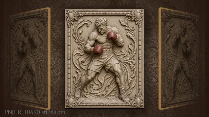 Boxer guarding with red gloves up 3d STL model