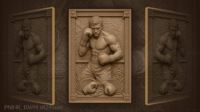 Fighter clenching fist inside the ring 3d STL model