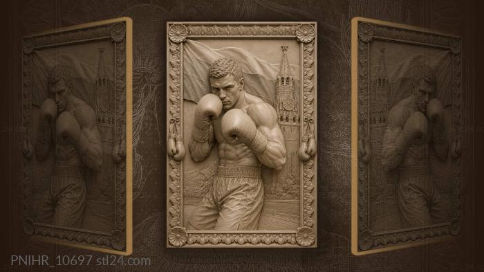 Boxer against russian flag backdrop 3d STL model