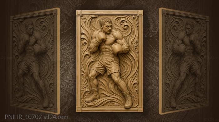 Fighter shielding himself with red gloves 3d STL model