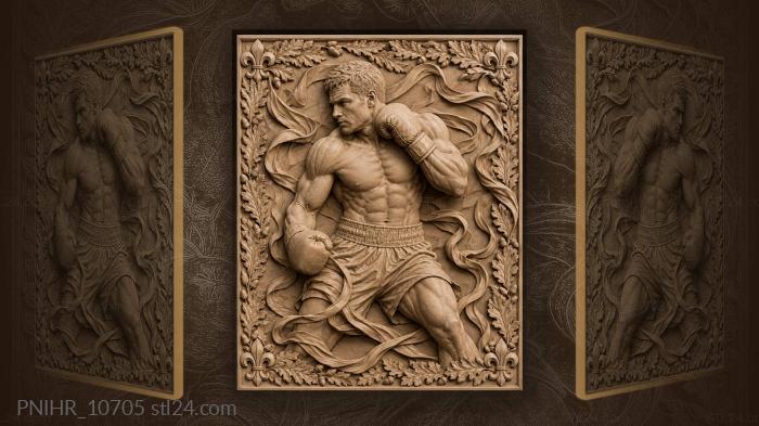 Ribbons swirling around a guarding boxer 3d STL model