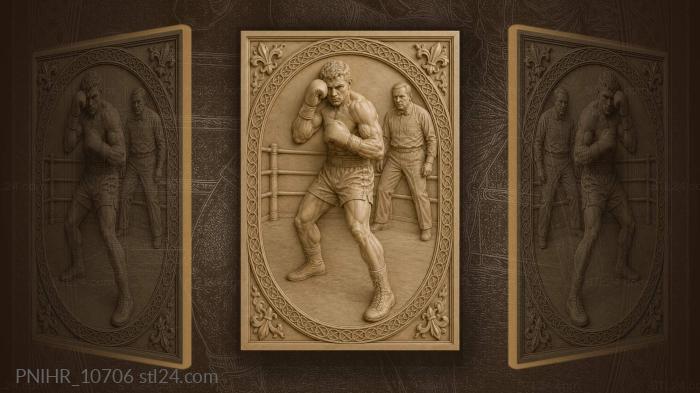 Boxer defending against opponent referee watching 3d STL model
