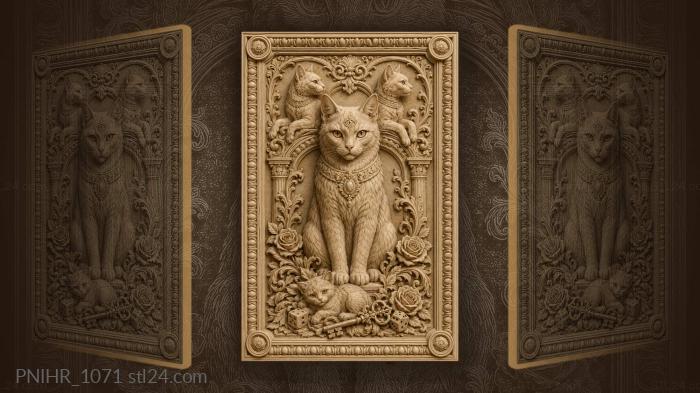 Regal cat with mystic kittens roses 3d STL model