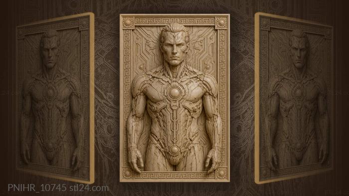 Cyborg portrait with greek key 3d STL model