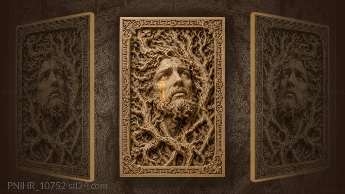 Sorrowful face among tangled growth 3d STL model