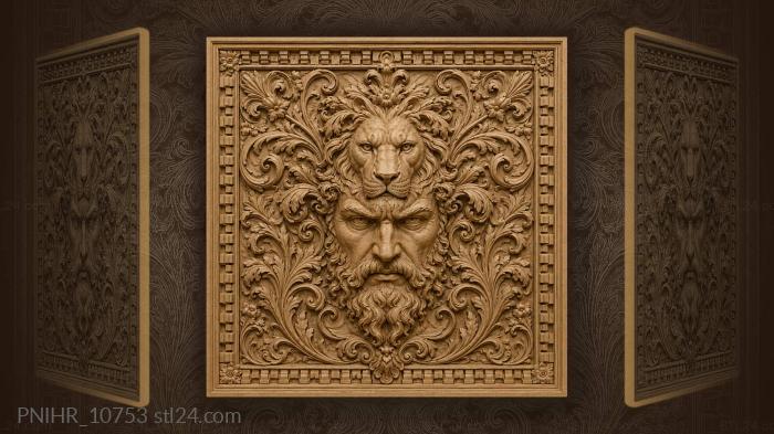 Lion man among leafy branches 3d STL model
