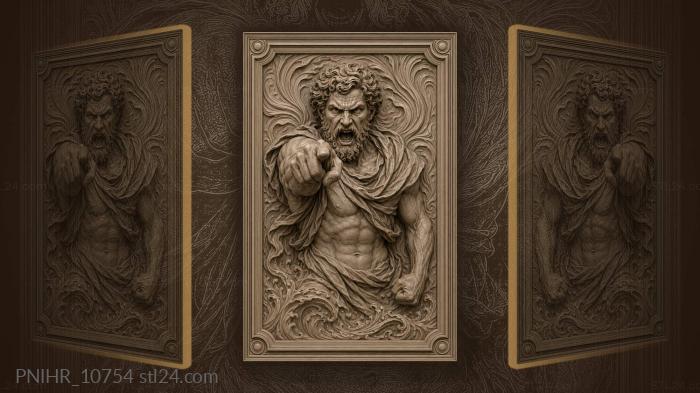 Angry man emerging from waves 3d STL model