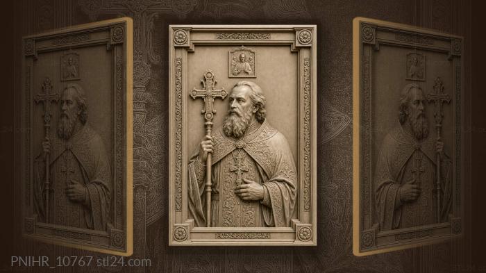 Saint with ornate cross and icon 3d STL model