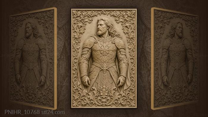 Long-haired knight with chest emblem 3d STL model