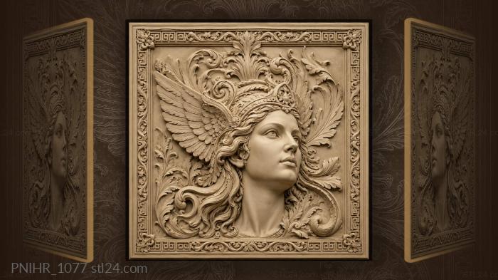 Female mask with wings and crest 3d STL model