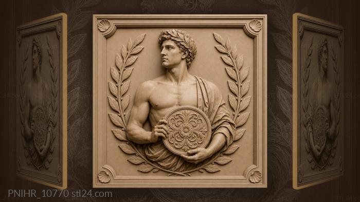 Laurel wreath and round emblem 3d STL model