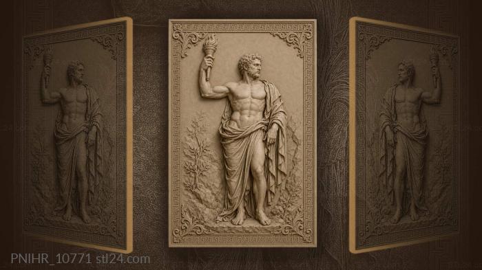 Classical figure raising a torch 3d STL model