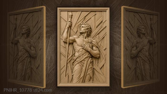 Leader raising sceptre among angular shapes 3d STL model