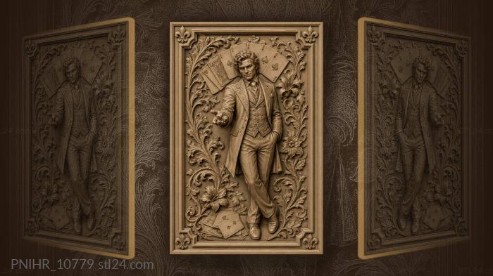 Dapper gambler offers dice beneath cards 3d STL model