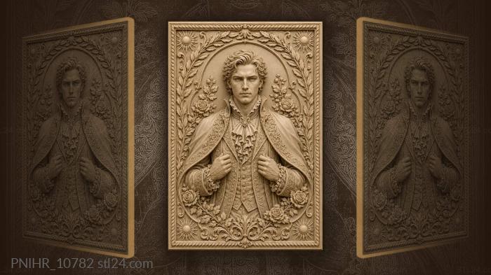 Noble gentleman with roses and laurel 3d STL model