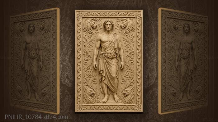 Man among beast heads and waves 3d STL model