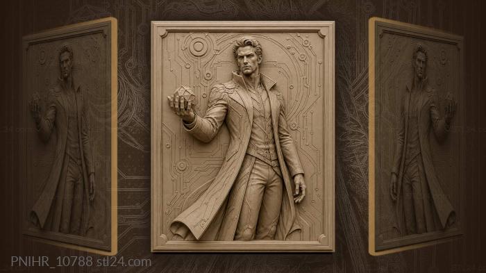 Future man with glowing circuit 3d STL model