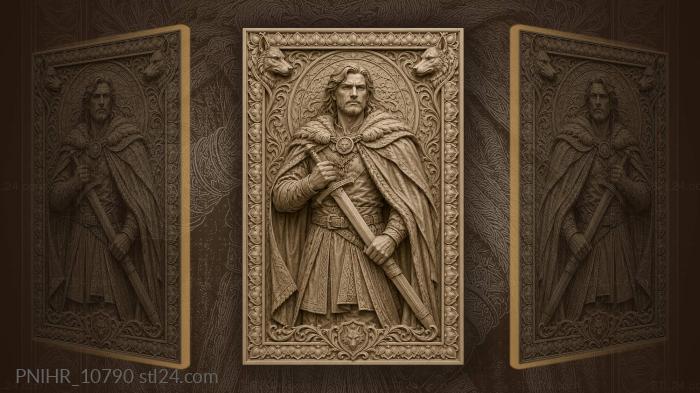 Swordsman in fur-trimmed cloak 3d STL model