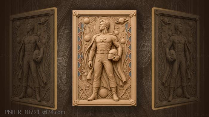Star emblem man among celestial circles 3d STL model