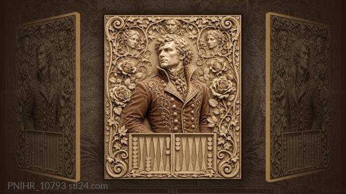 Gentleman in red coat among roses 3d STL model