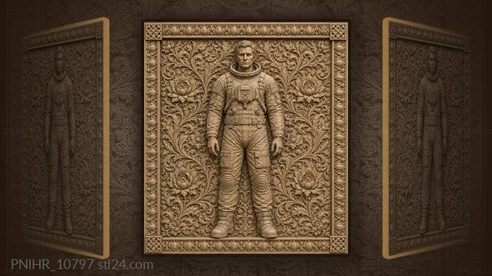 Astronaut among floral symmetry 3d STL model